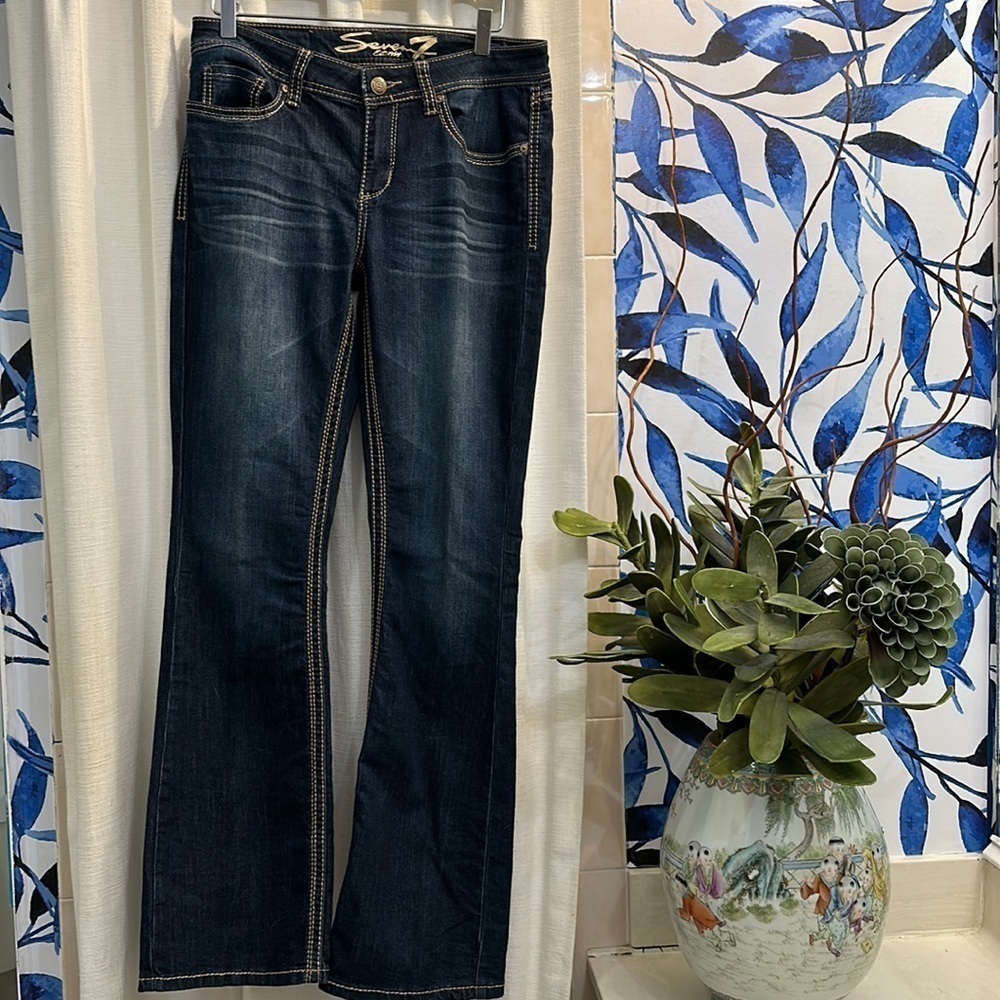 NWOT Women’s Seven7 Dark Wash Boot Cut Jeans Size 10 - Picture 1 of 9